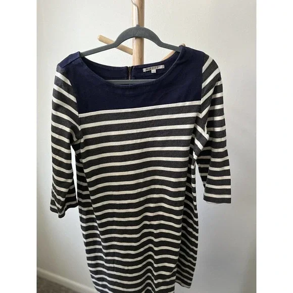 gap long sleeve shift dress Gap Long Sleeve Colorblock Shift Dress in Ponte True Black SZ ST #357831 E1201
